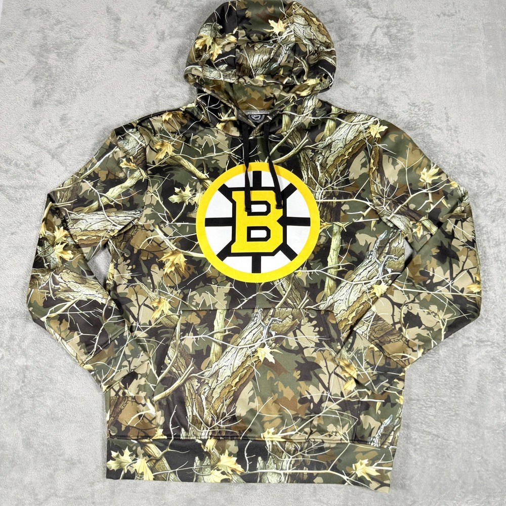 NHL Mens Medium Boston Bruins Hoodie Camouflage Pullover